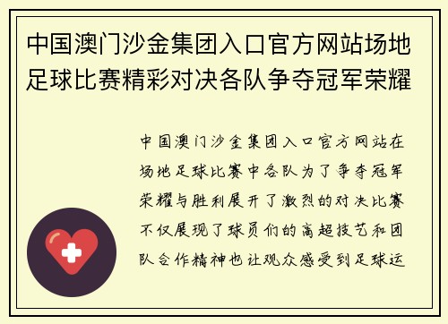 中国澳门沙金集团入口官方网站场地足球比赛精彩对决各队争夺冠军荣耀与胜利