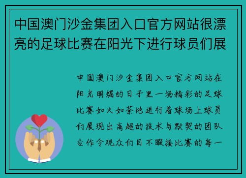 中国澳门沙金集团入口官方网站很漂亮的足球比赛在阳光下进行球员们展现出精彩的技术与团队合作