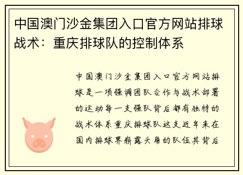 中国澳门沙金集团入口官方网站排球战术：重庆排球队的控制体系